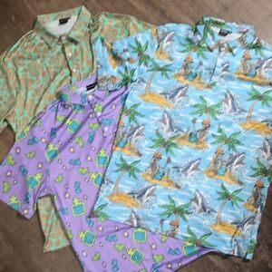 FORE ACES Wild Fun Crazy Print Colorful Graphic‎ Golf Polo Sz XL NEW Set Of 3